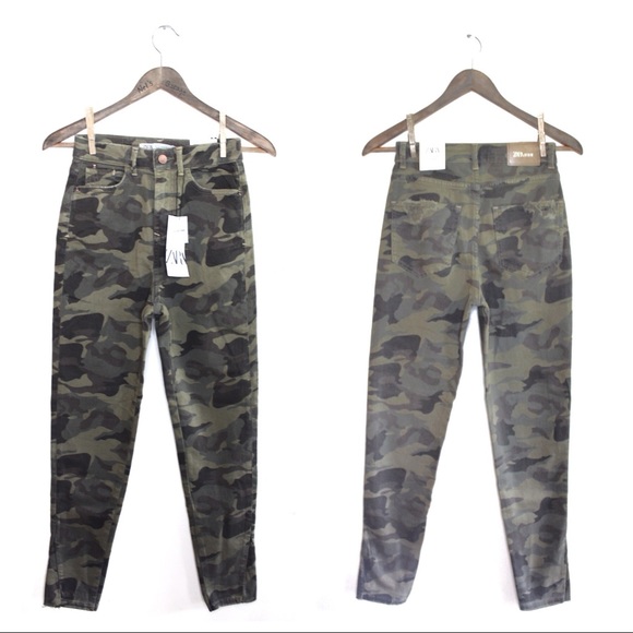 Zara NWT Camouflage High Rise Destroyed Skinny 2 4 - Picture 4 of 14